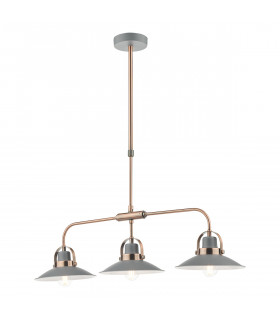 Straight Bar Pendant Light Graphite Copper, 3x E14