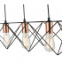 Straight Bar Pendant Light Black And Copper, 4x E27