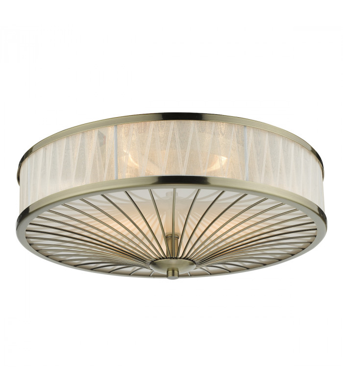 Cylindrical Flush Ceiling Light Antique Brass, 3x E27