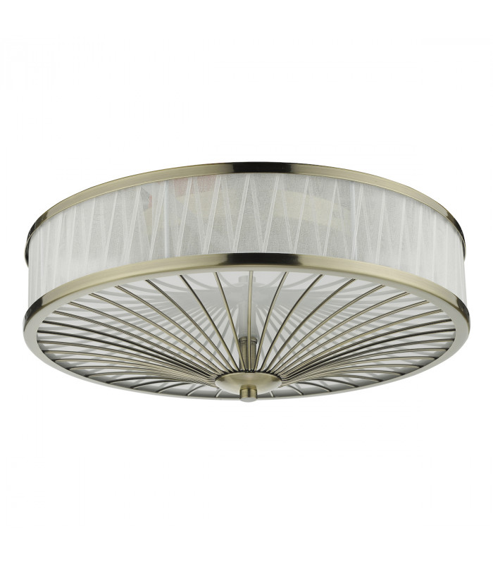 Cylindrical Flush Ceiling Light Antique Brass, 3x E27