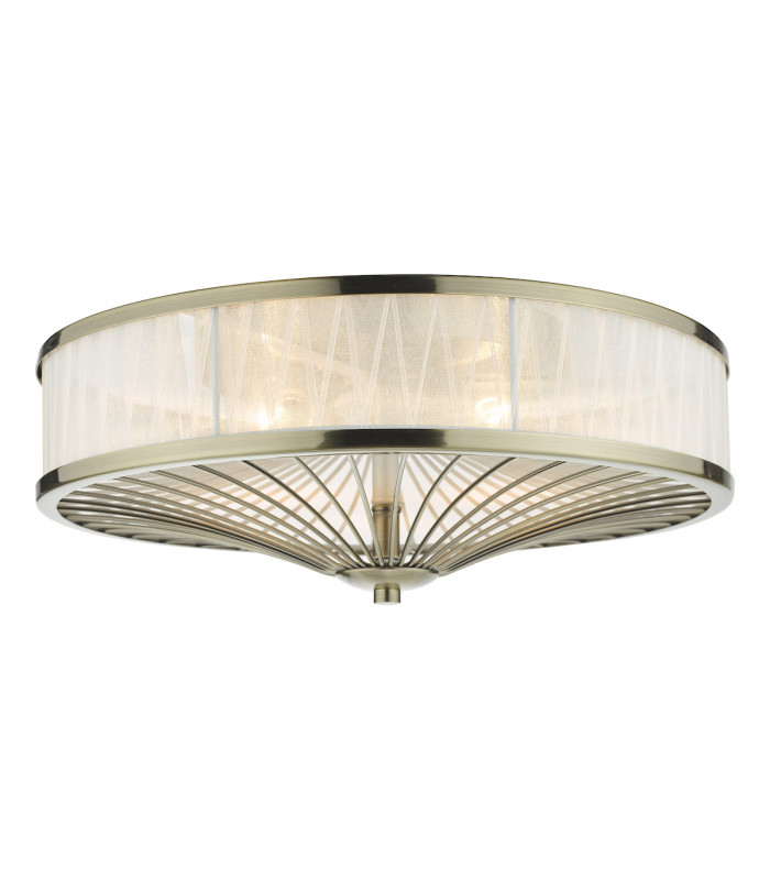 Cylindrical Flush Ceiling Light Antique Brass, 3x E27