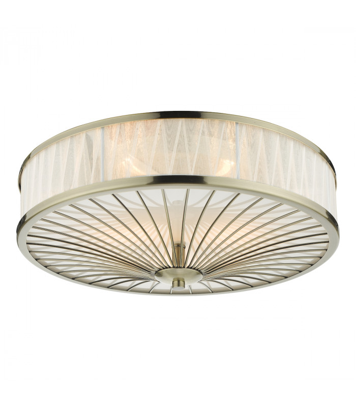 Cylindrical Flush Ceiling Light Antique Brass, 3x E27