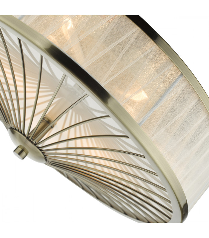 Cylindrical Flush Ceiling Light Antique Brass, 3x E27
