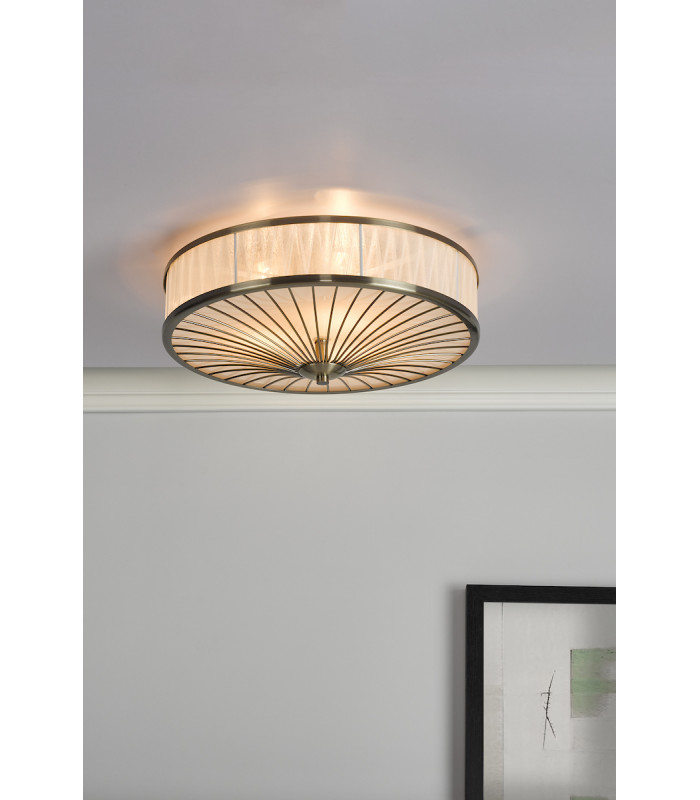Cylindrical Flush Ceiling Light Antique Brass, 3x E27