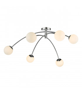 Semi Flush Ceiling Light Light Ceiling Light Polished Chrome Opal Glass, 6x G9