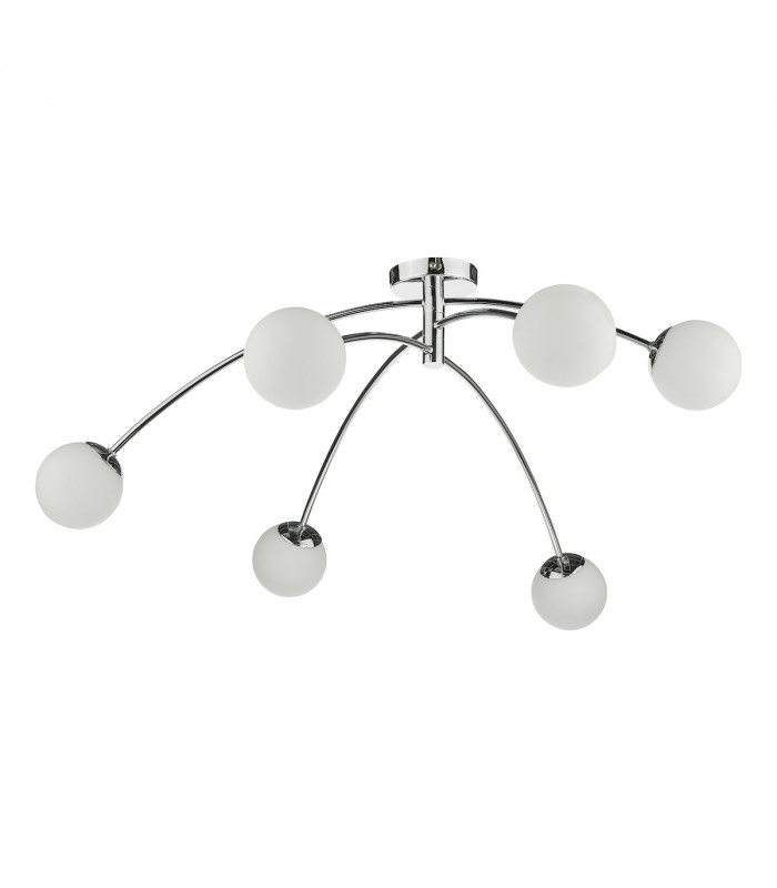 Semi Flush Ceiling Light Light Ceiling Light Polished Chrome Opal Glass, 6x G9