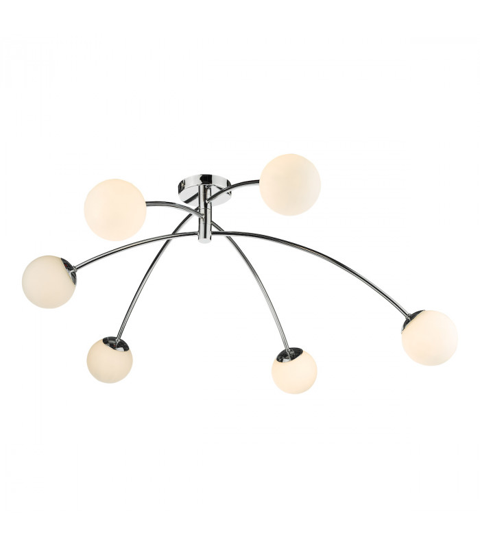 Semi Flush Ceiling Light Light Ceiling Light Polished Chrome Opal Glass, 6x G9