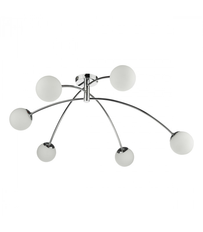 Semi Flush Ceiling Light Light Ceiling Light Polished Chrome Opal Glass, 6x G9