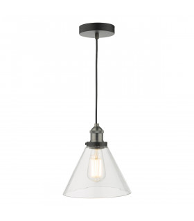 Dome Single Pendant Light Antique Nickel Clear Glass, 1x E27