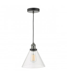Dome Single Pendant Light Antique Nickel Clear Glass, 1x E27