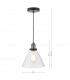 Dome Single Pendant Light Antique Nickel Clear Glass, 1x E27