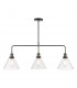 Straight Bar Pendant Light Antique Nickel Clear Glass, 3x E27
