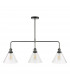 Straight Bar Pendant Light Antique Nickel Clear Glass, 3x E27