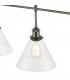 Straight Bar Pendant Light Antique Nickel Clear Glass, 3x E27