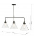 Straight Bar Pendant Light Antique Nickel Clear Glass, 3x E27