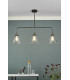 Straight Bar Pendant Light Antique Nickel Clear Glass, 3x E27