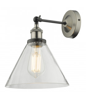 Single Wall Light Antique Nickel Clear Glass