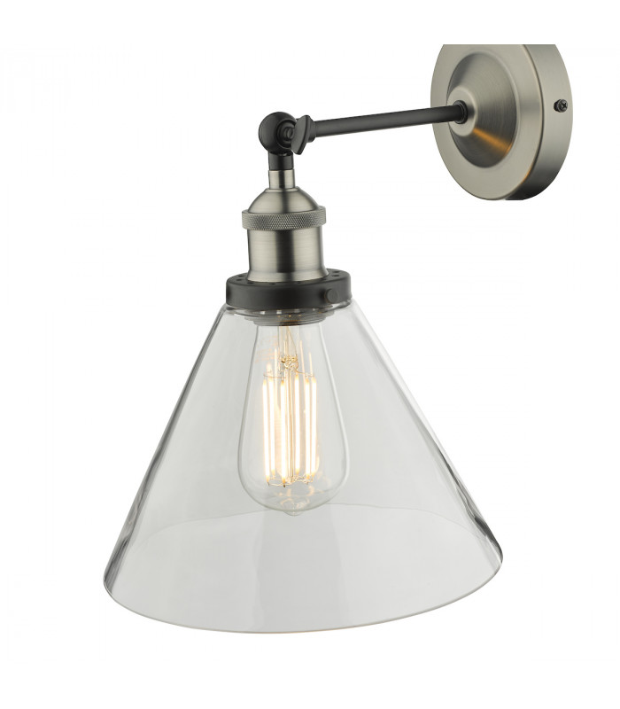 Single Wall Light Antique Nickel Clear Glass