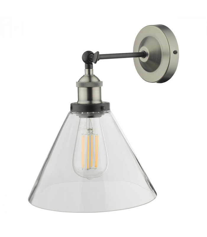 Single Wall Light Antique Nickel Clear Glass
