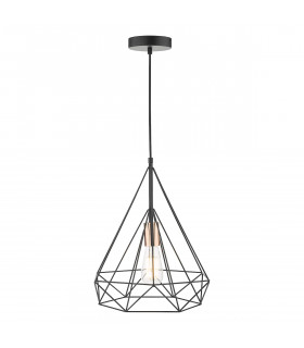Wire Frame Single Pendant Light Black and Copper, 1x E27