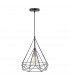 Wire Frame Single Pendant Light Black and Copper, 1x E27