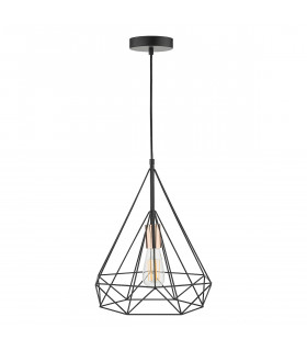 Wire Frame Single Pendant Light Black and Copper, 1x E27