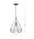 Wire Frame Single Pendant Light Black and Copper, 1x E27
