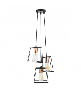 Cluster Pendant Light Black And Copper, 3x E27
