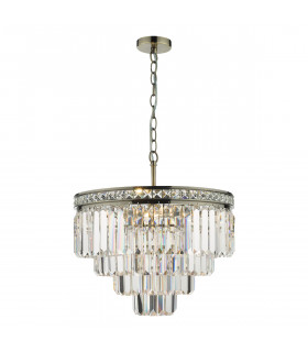 Pendant Light Antique Brass Crystal, 4x E14