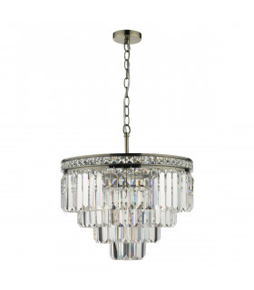 Pendant Light Antique Brass Crystal, 4x E14