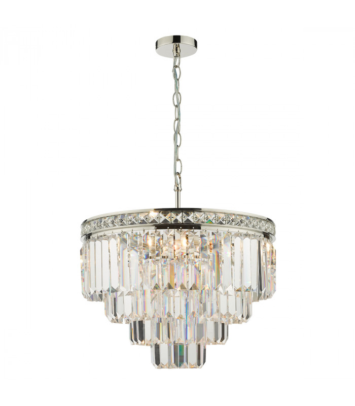 Pendant Light Polished Nickel Crystal, 4x E14