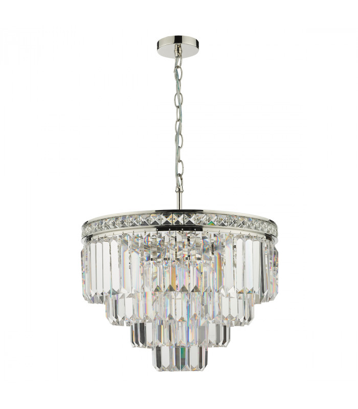 Pendant Light Polished Nickel Crystal, 4x E14