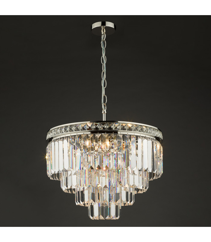 Pendant Light Polished Nickel Crystal, 4x E14