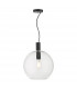 Dome Single Pendant Light Black Clear Glass, 1x E27