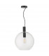 Dome Single Pendant Light Black Clear Glass, 1x E27