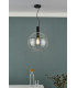 Dome Single Pendant Light Black Clear Glass, 1x E27