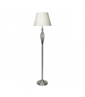 Floor Lamp Satin Chrome with Cream Round Tapered Shade
