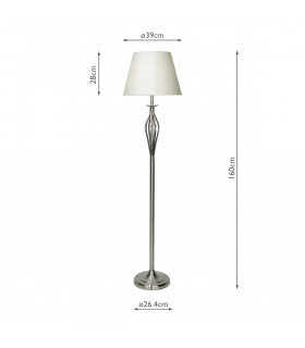 Floor Lamp Satin Chrome with Cream Round Tapered Shade