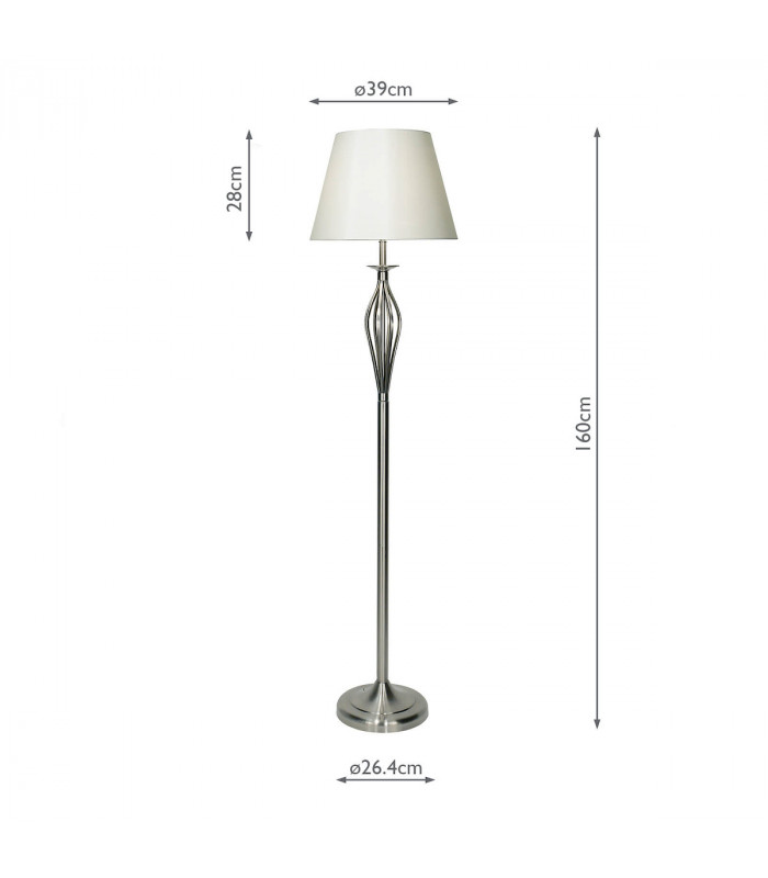 Floor Lamp Satin Chrome with Cream Round Tapered Shade