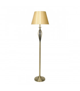 Floor Lamp Antique Brass complete with Gold Round Tapered Shade