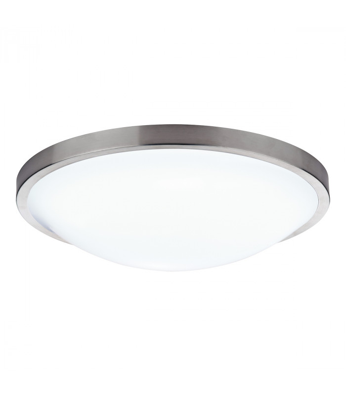 Simple Round Acrylic Flush Ceiling Light IP44 Satin Chrome
