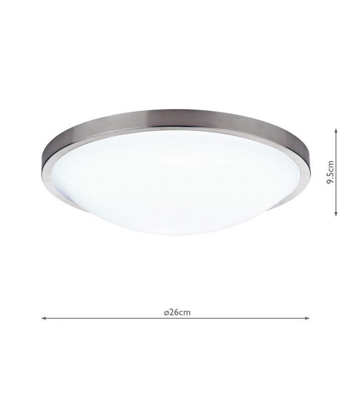 Simple Round Acrylic Flush Ceiling Light IP44 Satin Chrome