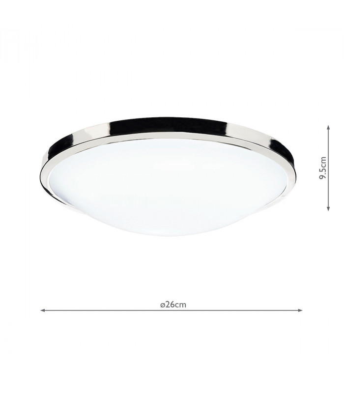 Simple Round Acrylic Flush Ceiling Light IP44 Polished Chrome