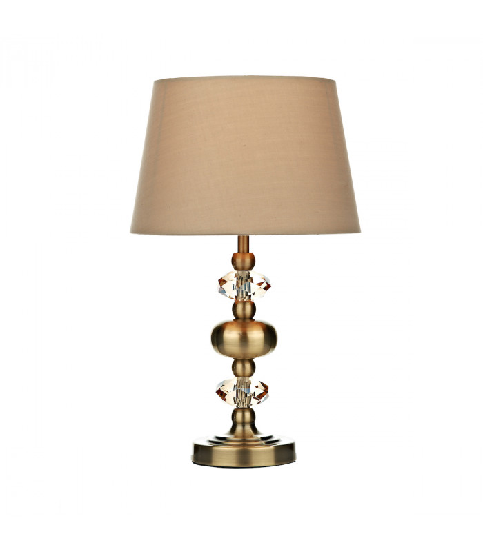 Touch Table Lamp Antique Brass complete with Round Tapered Shade