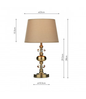 Touch Table Lamp Antique Brass complete with Round Tapered Shade