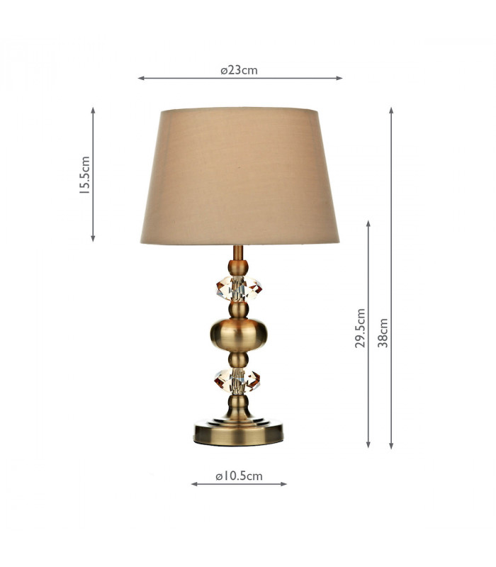 Touch Table Lamp Antique Brass complete with Round Tapered Shade
