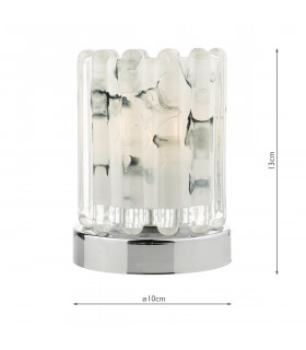 Cylindrical Touch Table Lamp Polished Chrome With Ribbed Glass
