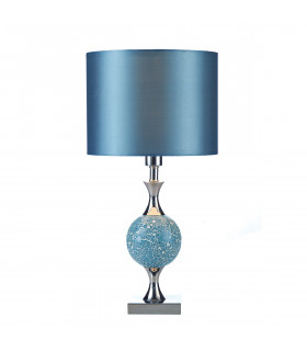 Table Lamp Blue Mosaic With Round Drum Shade