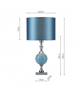 Table Lamp Blue Mosaic With Round Drum Shade
