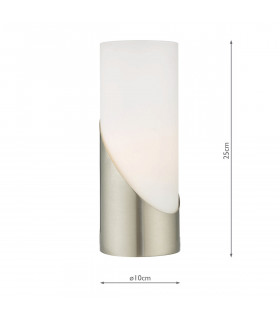 Cylindrical Touch Table Lamp Satin Nickel